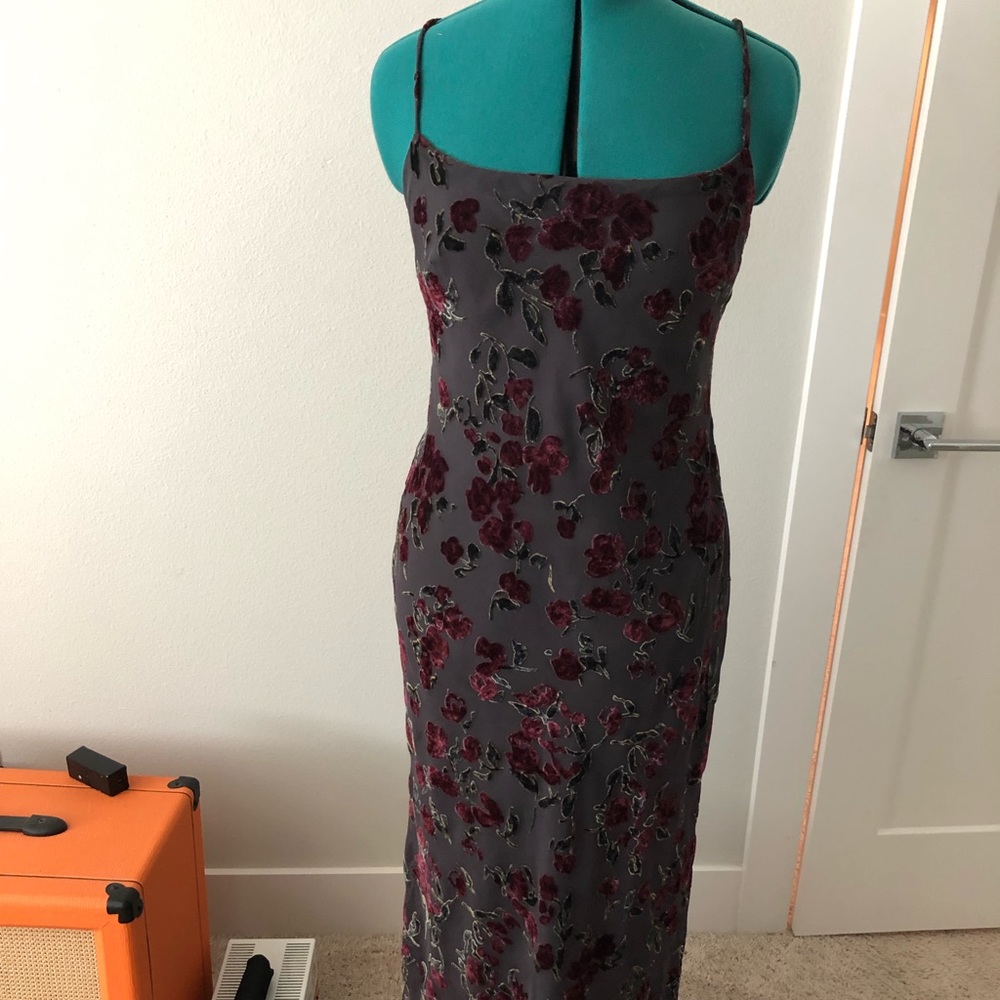 Gray Floral Print Maxi Dress